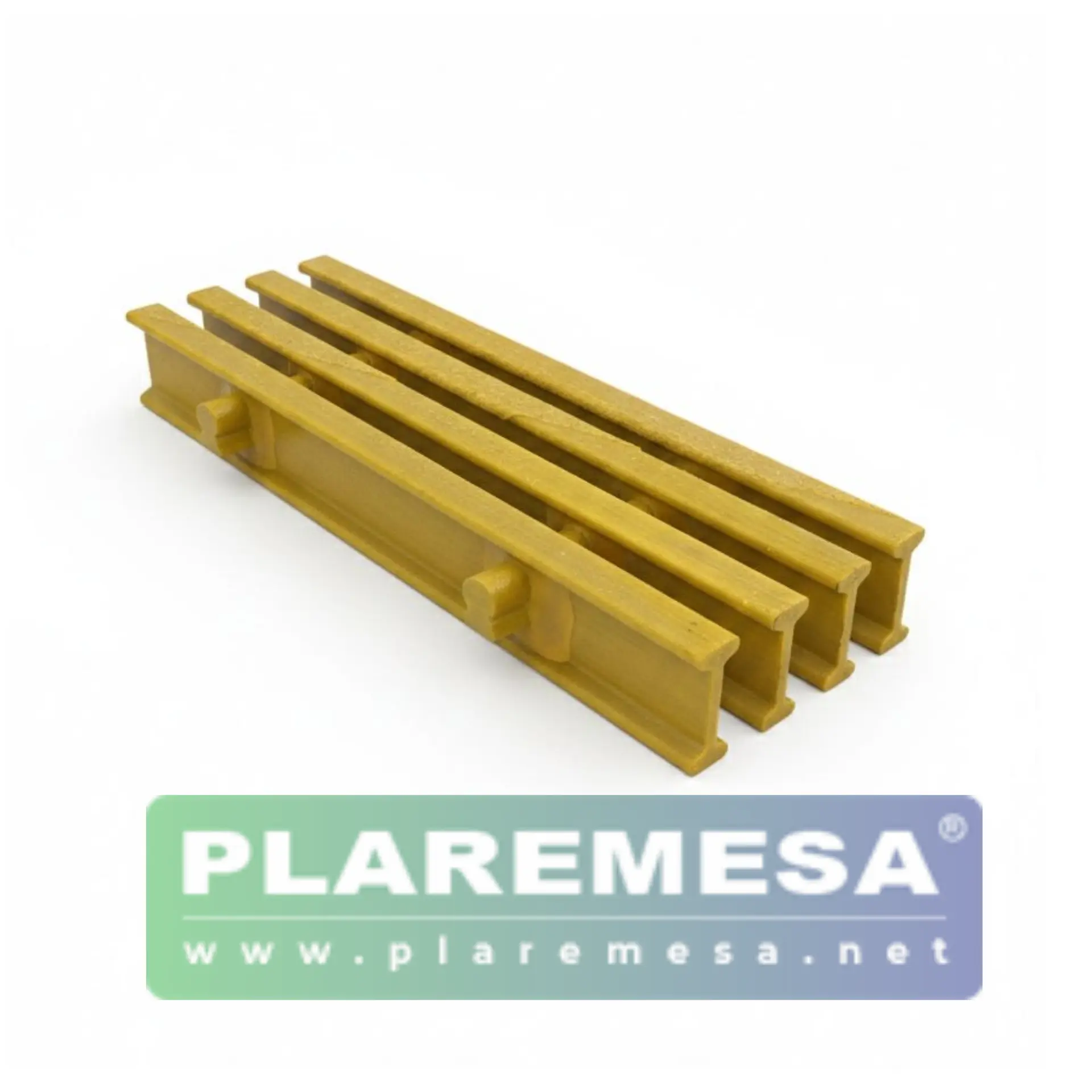 Muestra de rejilla pultruida de perfil I en fibra de vidrio, modelo PLA-I4015