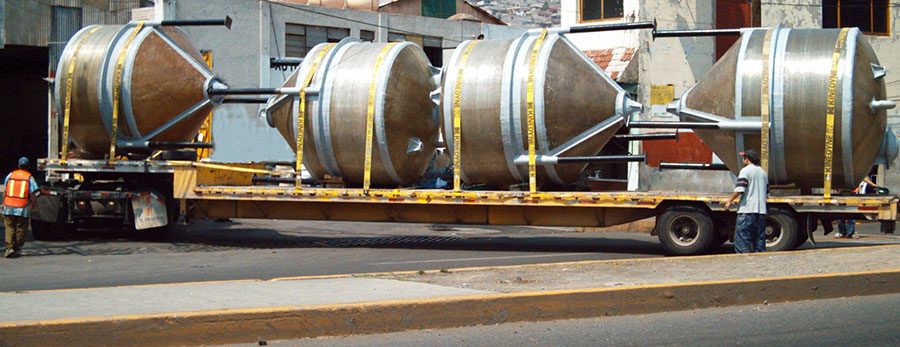 Traslado tanques de fibra de vidrio fondo conico
