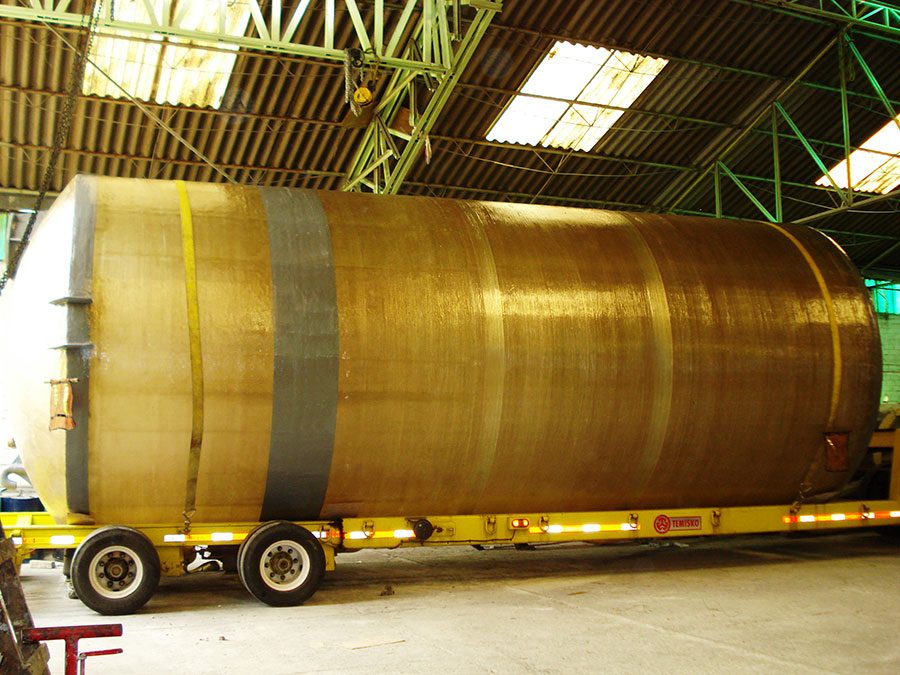 Transporte especial tanque fibra vidrio